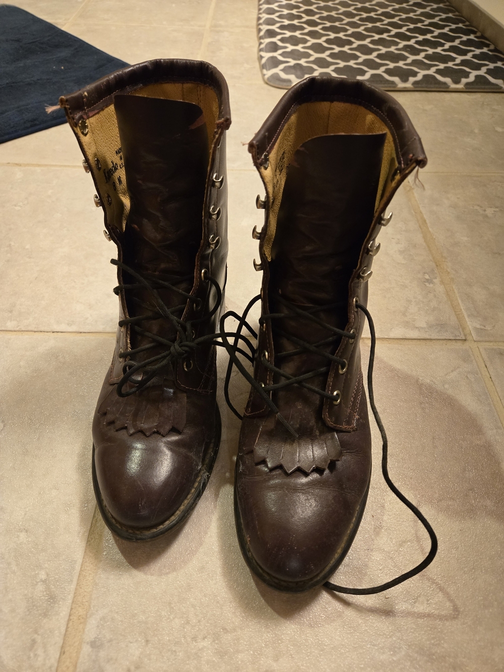 Laredo Ropers - Ox Blood Leather Lace-Up Boots with Tan Interior